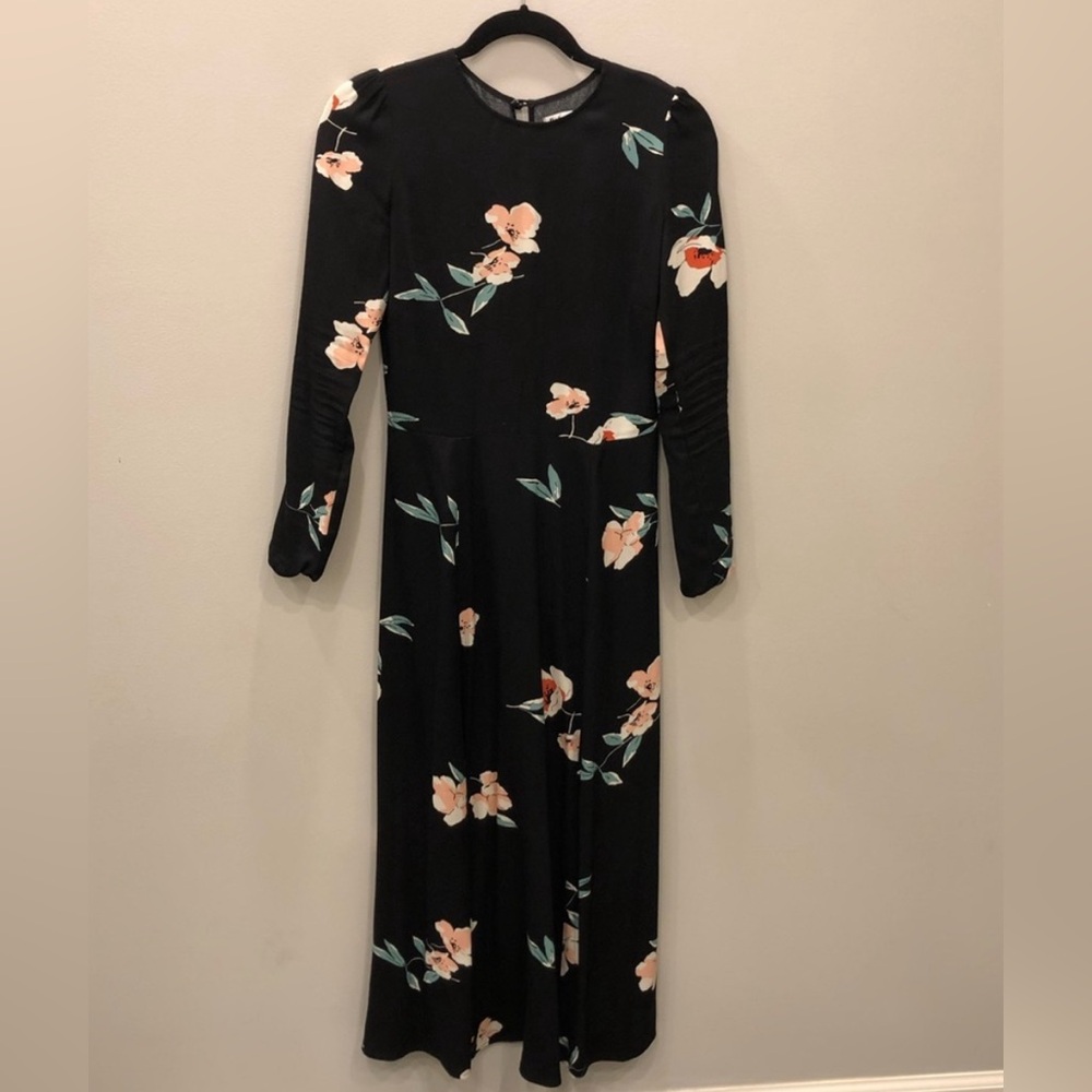 Reformation Vanessa Midi Black Floral Dress